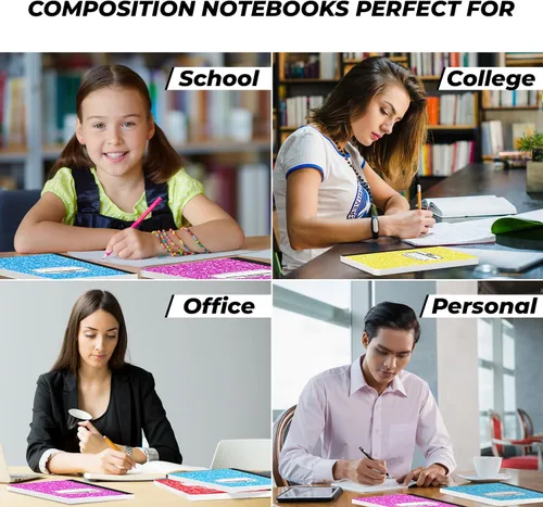 Miniatura 6 de Rosmonde 12 paquetes de cuadernos de composición universitarios con reglas, 200 páginas (100 hojas), 9-3/4 x 7-1/2, cuadernos de composición de tapa