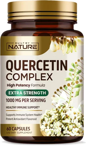 Built by Nature Quercetina 1000 mg - Vitamonoide antioxidante dihidrato de quercetina de alta potencia - Soporte inmunológico, respiratorio y