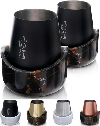 Miniatura 10 de Gusto Nostro Cubo enfriador de vino de mármol, enfriador de botellas de vino de 25.4 fl oz y enfriador de champán para fiesta, cocina, decoración