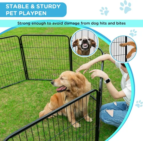 Miniatura 6 de BestPet Extensión de corral para perros 32 pulgadas, 2 paneles Corral resistente para mascotas con ejercicio de metal Paneles de cerca