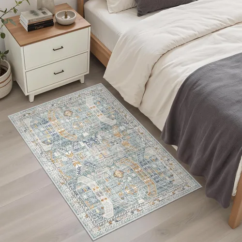 Miniatura 559 de Madane Tapete lavable de 2 x 10 pies para pasillo, cocina, recibidor, clásico, suave, antideslizante para interiores, casa de campo, baño, sala