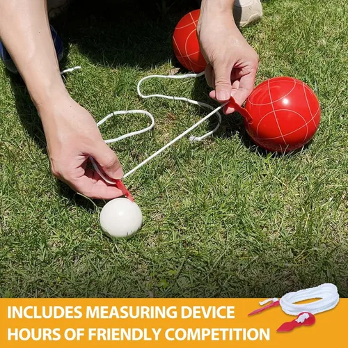 Miniatura 6 de Juego de pelotas de bocce de grado profesional de 107 mm de tamaño y peso de regulación 920 g para torneos oficiales (Rojo y Verde)