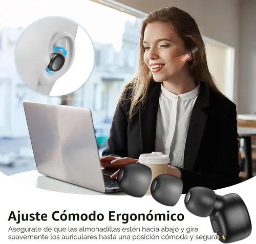 Miniatura 5 de kurdene Auriculares inalámbricos Bluetooth de 5.3 pulgadas, auriculares ligeros, sonido de graves profundos, micrófonos integrados, auriculares