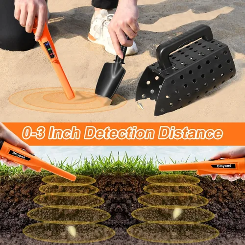 Miniatura 6 de Dmyond Detector de Metales Pinpointer y Accesorios - Varilla Puntera de Mano Impermeable Completa IP68 con 3 Modos - Incluye Tamiz para Arena