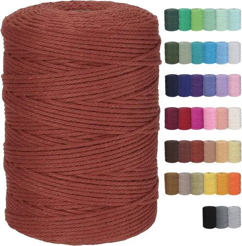 Miniatura 23 de Cuerda de macramé de algodón de 3 mm x 109 yardas, suministros de macramé de color natural, cuerda de algodón suave para colgar plantas, colgante