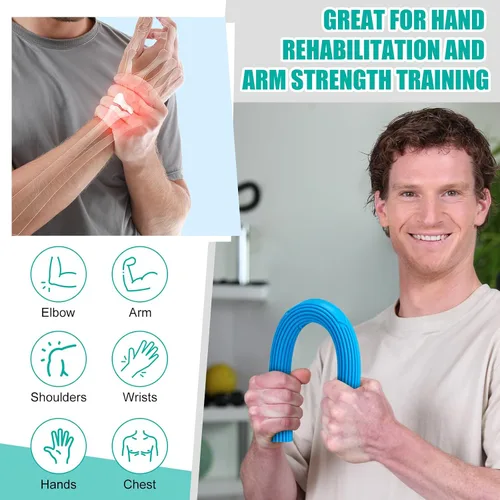 Miniatura 5 de Silipull 3 barras ejercitadoras de mano con 3 pelotas de ejercicio de mano, barras de resistencia para terapia física, bolas flexibles de codo