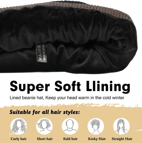 Miniatura 3 de Wmcaps Gorro de invierno para hombres y mujeres, gorro de punto suave y cálido con forro polar