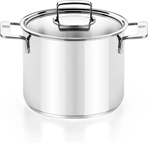 Miniatura 9 de BRA COOKWARE Signature Olla de acero inoxidable con tapa de vidrio Cacerola profesional de 1.2 cuartos de galón de 6.3 pulgadas Olla