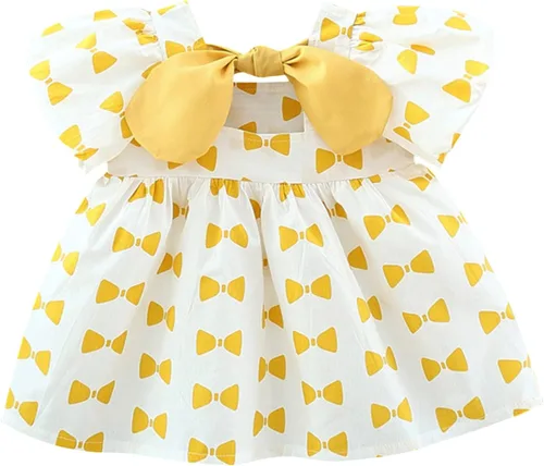 Xbgqasu Toddler Baby Girls Dress Summer Bohemia Ruffle Bowknot Short Puff Sleeve Casual A Line Backless Dresses Party Clothes 5 Year Old Girl