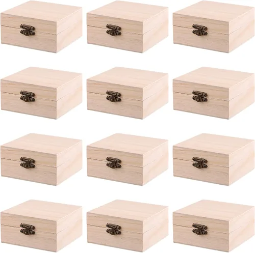 Miniatura 10 de FUNSUEI 10 cajas de madera de 7.9 x 3.9 x 2 pulgadas, caja de madera sin terminar, cajas de madera para manualidades, cajas de madera con tapa