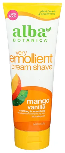 Alba Botanica Crema para rasurar muy emoliente, Mango Vainilla, 8 oz