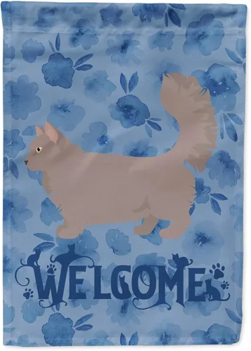 Miniatura 195 de Caroline's Treasures CK4813CHF - Bandera de bienvenida con gato abisinio azul, manga grande, para porche, para colgar en la pared, poliéster