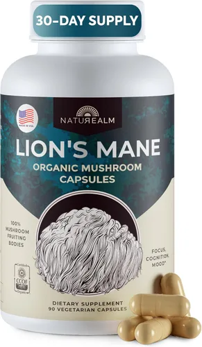 Miniatura 9 de Naturealm Suplemento en polvo de hongo de melena de león Suministro para 30 días Polvo de melena de león orgánico Salud cerebral, enfoque