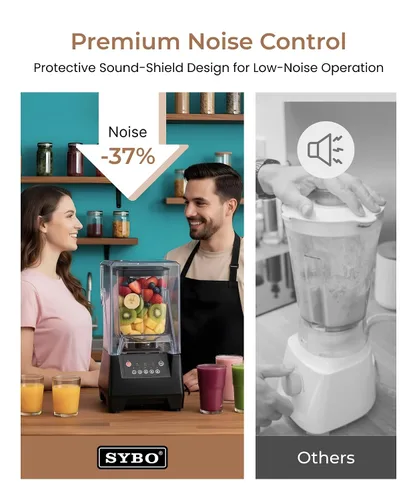 Miniatura 5 de SYBO HS-210E Licuadora comercial de grado profesional con escudo silencioso, alta velocidad de 2 HP de alta velocidad, tarro de 48 onzas sin BPA