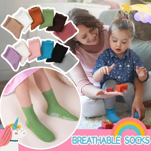 Miniatura 3 de Welwoos Baby Girls Toddlers Grips Socks Kids Non Slip Anti Skid Cotton Socks with Grippers 12 Pairs