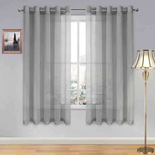 Miniatura 119 de DWCN Cortinas traslúcidas color verde frijol para sala de estar y dormitorio - Cortinas voile con aspecto de lino sintético con ojales en la parte