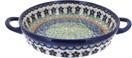 Miniatura 9 de Blue Rose Polish Pottery - Horno redondo pequeño Ashley naranja con asas, 9 pulgadas de diámetro, único, apto para lavavajillas y duradero