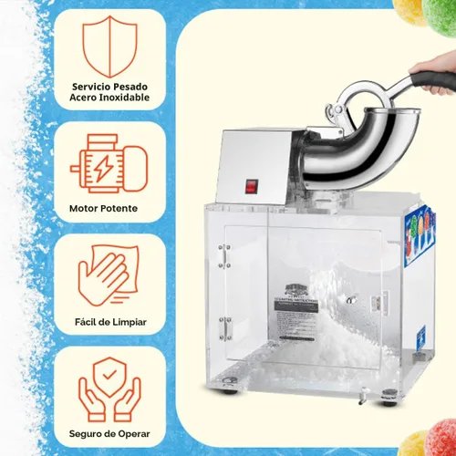 Miniatura 5 de Máquina de conos de nieve Polar Blast - Fabricante de hielo triturado acrílico, tritura hasta 500 libras de hielo por hora para fiestas, eventos