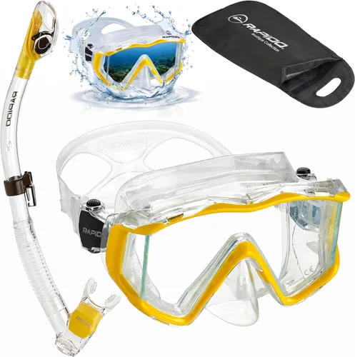 Miniatura 10 de Phantom Aquatics Rapido Clareza Máscara de Tres Lentes y Snorkel Combo