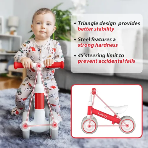 Miniatura 2 de Liberry Bicicleta de equilibrio para bebés con asiento ajustable, primer juguete para niños de 1 a 2 años, regalo de cumpleaños para niños y niñas