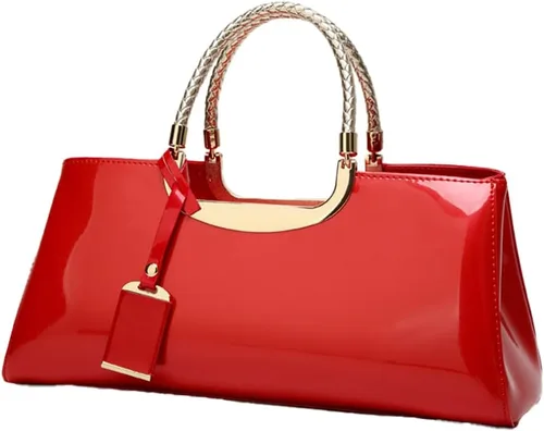 Miniatura 8 de Bolso de mano de cuero vegano brillante para mujer, bolso de hombro grande para mujer, bolso de mano de noche, bolso de mano para fiesta