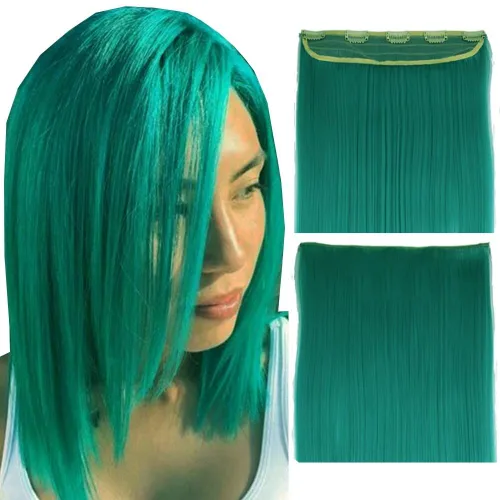Miniatura 6 de Extensiones de cabello sintético con clip, de 24 pulgadas, 4.23 oz, extensiones de cabello natural lacio, color rosa y rojo, 5 extensiones de #118C