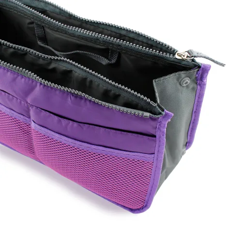 Miniatura 4 de GEARONIC TM - Bolsa organizadora para bolsas de mujer, bolsa que se mete dentro de bolsa de mujer para organizar mejor cosméticos, etc., S, Púrpura