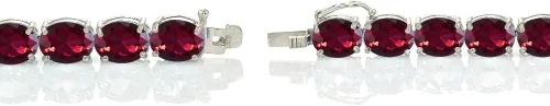 Miniatura 2 de Plata de Ley Creado Rubí, Zafiro o esmeralda gema 9x 23foot ovalada pulsera de tenis