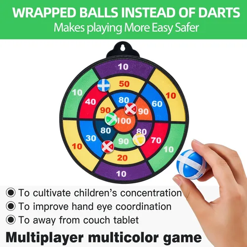 Miniatura 5 de moopok Tablero magnético de dardos para niños, 12 dardos magnéticos/bolas adhesivas o 2 pistolas de juguete + 40 dardos de espuma. Juegos para niños