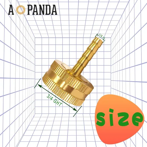Miniatura 2 de AOPANDA Conector de reparación de extremo de manguera de agua de latón macizo con púa de 1/4" x rosca GHT hembra de 3/4", incluye abrazaderas
