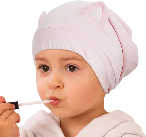 Miniatura 8 de Hat Hut Gorro de satén de seda para el cabello, gorro de dormir para cabello rizado, gorro ajustable con forro de seda con orejas