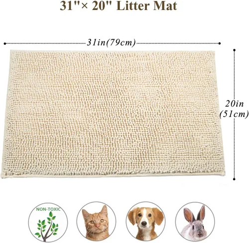 Miniatura 5 de VIVAGLORY Tapete de arena para gatos, agarre suave, tapete para atrapar arena, alfombra fangosa para interiores y pisos, lavable a máquina, fácil