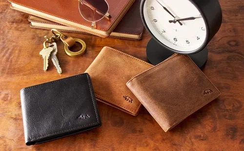 Miniatura 6 de WITH LOVE Cartera plegable para hombre, organizador de dinero, tarjetero, cuero de grano completo, bloqueo RFID, accesorio esencial para hombre
