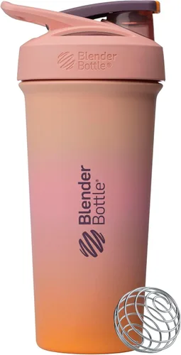 Miniatura 35 de BlenderBottle Strada Shaker Cup - Botella de agua aislada de acero inoxidable con batidor de alambre, 24 onzas, color negro