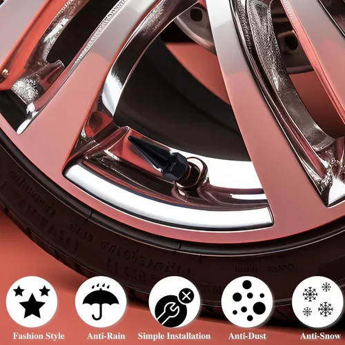 Miniatura 5 de 4 piezas de tapas de válvula de rueda con forma de punta, tapa de aire de aluminio para automóviles, cubiertas universales de válvula de rueda a