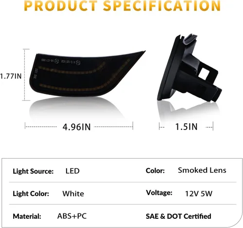 Miniatura 5 de Luces LED de posición laterales para Yukon XL Denali Tahoe Suburban Escalade ESV 2021-2024, lámparas de señal de posición blanca, lente ahumada, LED