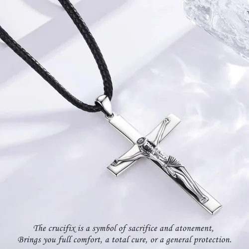 Miniatura 2 de Eusense Collar con colgante de San MiguelSan CristóbalSan BenitoSan JudaVirgen María MilagrosaCrucifijo de JesúsSan JoséSan Antonio para hombres
