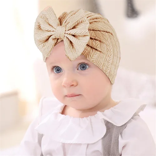 Miniatura 3 de Gorro de punto para bebé con lazos lindos turbante para envolver el sombrero (MZ6)
