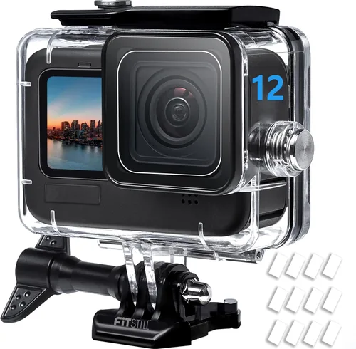 Miniatura 9 de FiTSTILL Funda impermeable subacuática para Go Pro Hero 13/12/11/10/9, color negro, carcasa protectora subacuática de buceo de 196 pies/60M