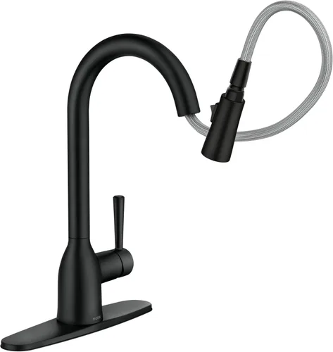 Miniatura 4 de Moen - Grifo de fregadero de cocina de arco alto de una sola llave con limpiador eléctrico, grifo de cocina moderno con rociador extraíble