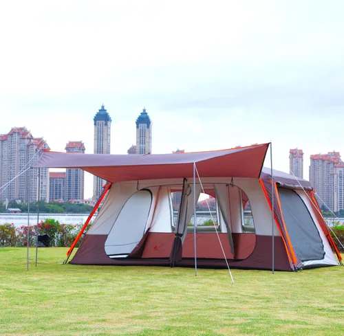 Miniatura 20 de KTT Extra Large Tent 6-12-14 Person,Family Cabin Tents,2 Rooms,3 Doors and 3 Windows with Mesh,Straight Wall,Waterproof,Double Layer,Big Tent for