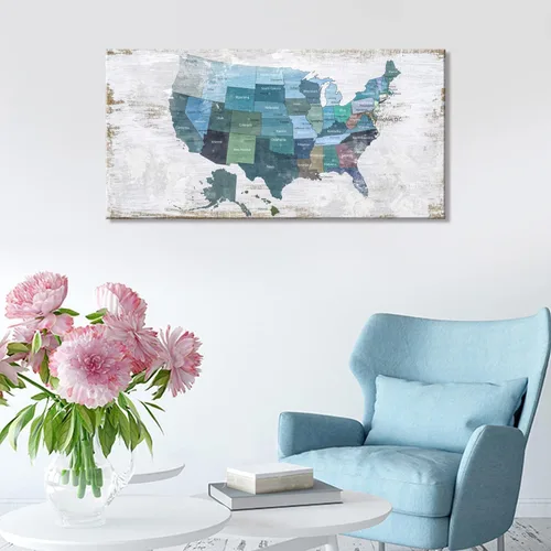 Miniatura 4 de Mapa de los Estados Unidos para decoración de pared, mapa de los Estados Unidos, arte de pared para decoración de pared, fondo de madera, US Map