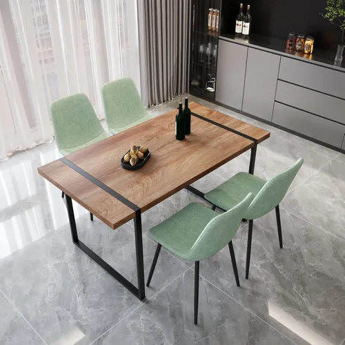 Miniatura 17 de YYQ Juego de mesa de comedor para 4, mesa de cocina de madera de 59 pulgadas y sillas para 4, moderno juego de mesa de comedor de 5 piezas con 4
