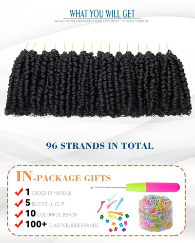 Miniatura 4 de Cabello de Ganchillo Pre-Retorcido Passion Twist para Mujeres Negras y Niños, Cabello Passion Twist Pre-Enrollado Trenzas Bohemias 4 Pulgadas 8