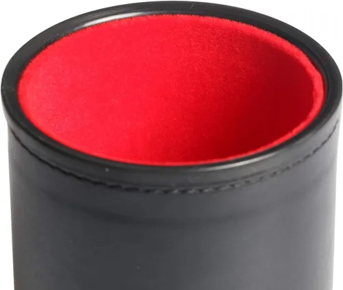 Miniatura 3 de Juego de dados de cuero sintético, coctelera de dados de fieltro para Yahtzee/Farkle/Bar Party Dados, incluye dados de punto de 0.630 in
