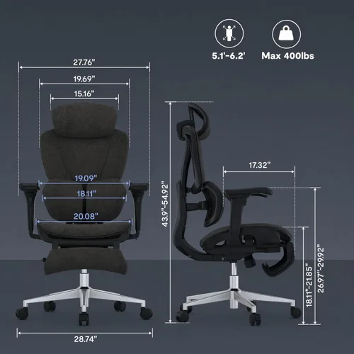 Miniatura 2 de FLEXISPOT Sentinel Silla ergonómica para juegos con reposabrazos 3D lumbares adaptables de doble ala de 120°, 3 posiciones, respaldo ajustable