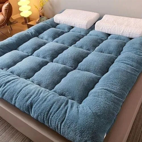 Miniatura 4 de Colchón de futón japonés de felpa gruesa, diseño plegable y enrollable de 4 pulgadas, sofá cama convertible portátil y almohadilla para dormir