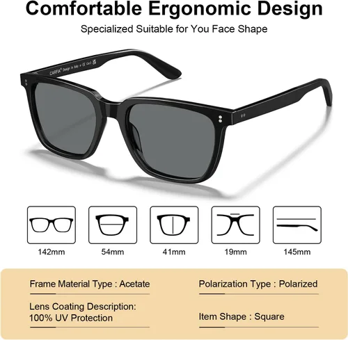 Miniatura 11 de Carfia Chic - Lentes de sol polarizados para mujer, protección UV400, marco de acetato pulido a mano