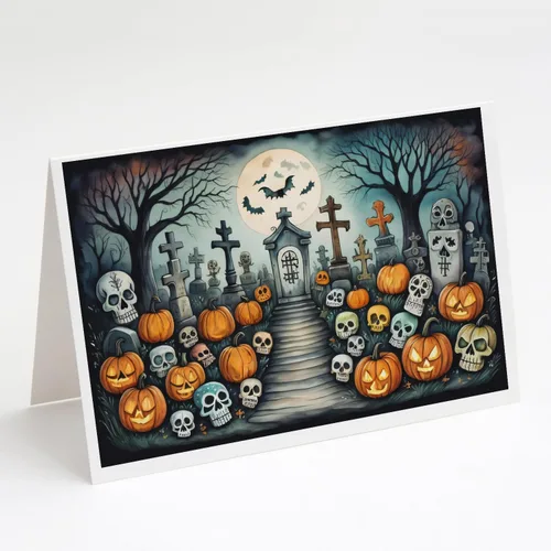 Miniatura 18 de Caroline's Treasures DAC2223GCA7P - Tarjetas de felicitación y sobres de Halloween espeluznantes de gato negro, paquete de 8 tarjetas en blanco