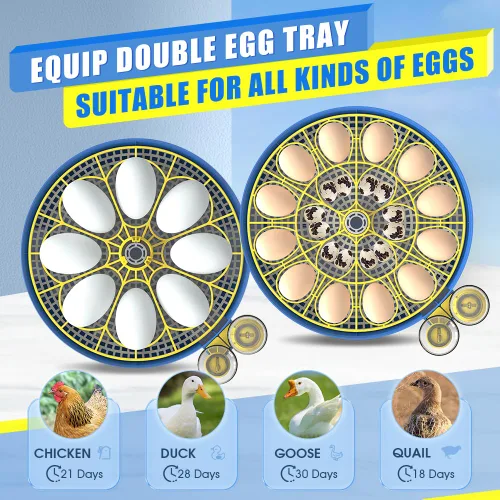 Miniatura 7 de incubadoras para incubar huevos,18 Incubadora de huevos,Incubadora de huevos con giro automático de huevos y control de humedad,Incubadora